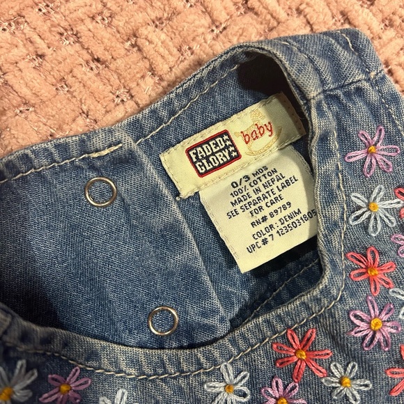 Custom Embroidered Faded Glory Denim Bodysuit Infant 0-3M - Picture 3 of 5